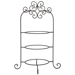 Hnědý kovový ozdobný stojan na talíře třípatrový - 36*28*54 cm 6Y1249