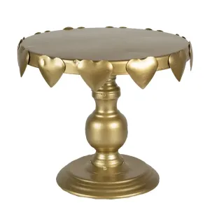 Zlatý kovový stojan podnos se srdíčky na dortíky - Ø 26*22 cm 6Y5419