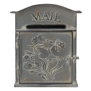 Šedá retro poštovní schránka Mail - 26*10*31 cm 6Y4238