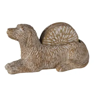 Dřevěný dekorativní stojánek ve tvaru psa na podtácky (4 ks) - 12*9*21 cm 6PR3396