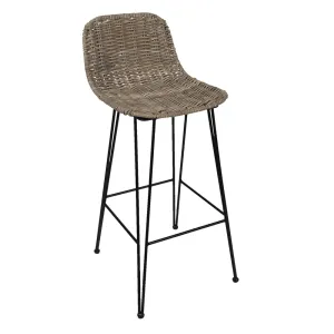 Ratanová barová stolička s kovovou podnoží Rattion - 40*40*93 cm 5Y0409LR