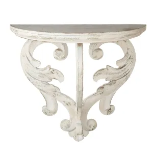 Bílý vintage nástěnný stolík s patinou - 56*29*51 cm 5H0485