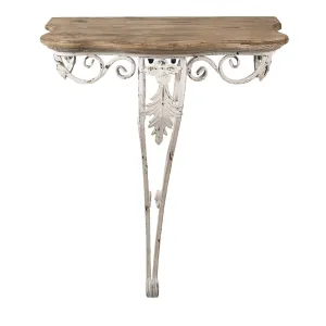 Dřevěný nástěnný stůl se zdobnou kovovou nohou Poiné - 70*43*78 cm 50509