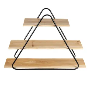 Nástěnný kovový stojan s 3 dřevěnými policemi Triangle - 70*15*50 cm 50468