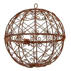 Rezavá kovová dekorační koule s otvíráním Loren - Ø 30 cm 6Y5442L