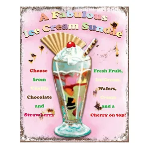 Růžová nástěnná kovová cedule Ice Cream - 20*1*25 cm 6Y5104