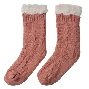 Růžové teplé pletené ponožky - one size JZSK0022P