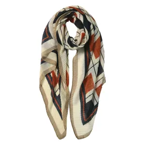 Béžový šátek s barevnými kosočtverci - 85*180 cm JZSC0602R