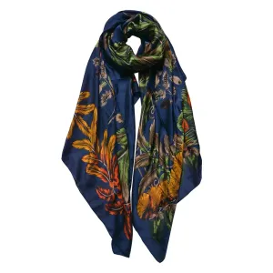 Modrý dámský šátek s barevným vzorem - 90*180 cm JZSC0710BL