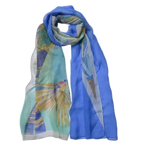 Modrý dámský šátek se vzorem - 50*160 cm JZSC0715BL