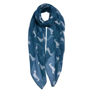 Modrý šátek s jezevčíky Dachshund blue - 80*180 cm JZSC0653BL