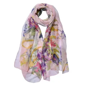 Růžový dámský šátek s potiskem květin - 50*160 cm JZSC0720P