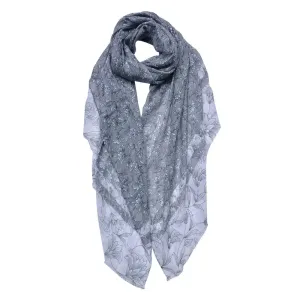 Šedý dámský šátek s květy - 85*180 cm JZSC0685G