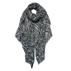 Šedý dámský šátek s tygřím dekorem - 90*180 cm JZSC0745G