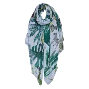 Zeleno-bílý šátek Safari - 90*180 cm JZSC0682