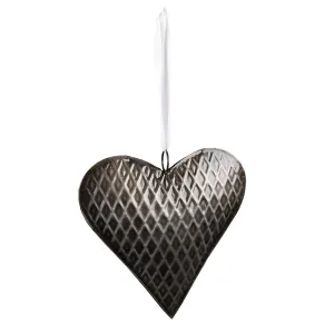 Šedo-černé antik závěsné kovové srdce - 15*3*15 cm 6Y5388