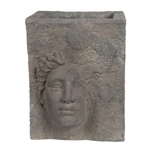 Šedý antik květináč s nedokončenou bustou ženy Géraud - 38*32*41 cm 6MG0005