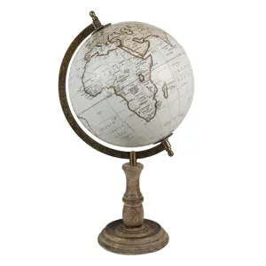Šedý dekorativní glóbus na dřevěném podstavci Globe - 22*22*37 cm 64929