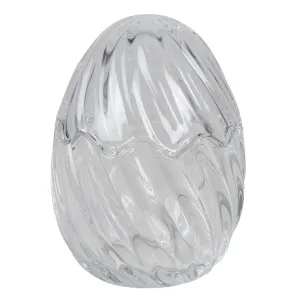 Skleněná úložná nádoba s víkem ve tvaru vajíčka - Ø 9*12 cm 6GL3384