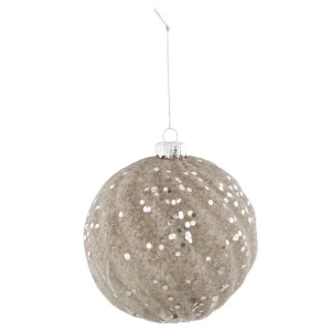 Skleněná vánoční koule se stříbrnými třpytkami - Ø 9*11 cm 6GL2312ZI