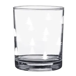 Sklenička na pití s bílými stromky Black&White X-Mas - Ø 7*9 cm / 230 ml BWXGL0001