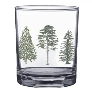 Transparentní sklenice na pití se stromky Natural Pine Trees - Ø 7*9 cm / 230 ml NPTGL0001