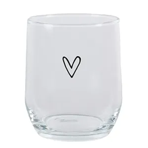 Transparentní sklenička na vodu se srdíčkem - Ø 8*9 cm / 300 ml 6GL4399