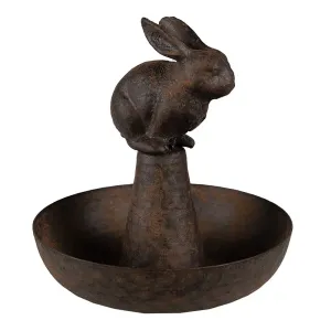 Hnědá kovová dekorativní miska králík - Ø 12*13 cm 6Y5416