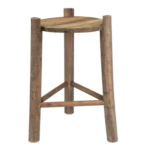 Dřevěný dekorační antik stolík na rostliny - Ø 27*44 cm 6H2217