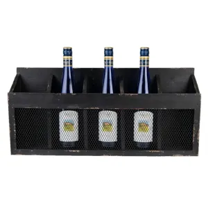 Černá antik nástěnná police na víno Baesta - 60*13*28 cm 5H0518