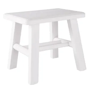 Bílá dřevěná stolička s patinou - 26*20*23 cm 6H1624