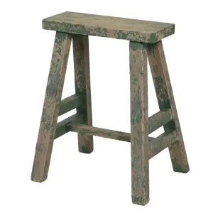 Vysoká dřevěná zelená dekorační stolička s patinou - 39*29*47 cm 6H1965