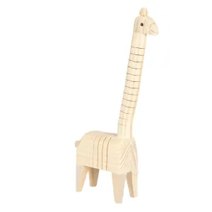 Světle hnědá dekorativní dřevěná soška žirafy - 4*6*24 cm 6H1836