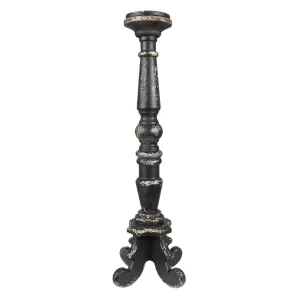 Černý antik dřevěný svícen - Ø 16*65 cm 5H0519