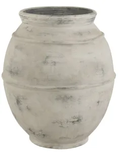 Šedá antik baňatá keramická dekorační váza Vintage - Ø 68*80cm 17884