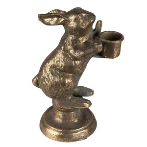 Zlatý antik kovový svícen králík - 12*10*30 cm 6Y5322