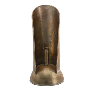 Zlatý antik kovový svícen na úzkou svíčku - Ø 16*35 cm 6Y4503