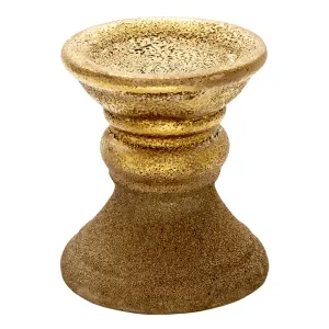 Zlatý keramický svícen s patinou Alwyn - Ø 13*15 cm 6CE1301