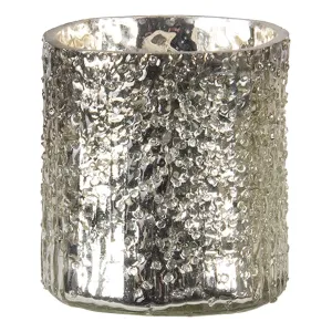 Zlato-stříbrný skleněný svícen Lumis - Ø 8*8 cm 6GL3143