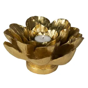Zlatý svícen na čajovou svíčku ve tvaru květu Flower Gold - 19*19*10 cm 6PR3723