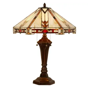 Béžovo-hnědá stolní lampa Tiffany Tippia - 50*50*75 cm E27/max 2*60W 5LL-6325