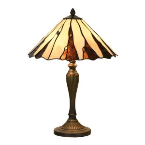 Béžovo-hnědá stolní lampa Tiffany Titto - Ø 36*60 cm E14/max 2*40W 5LL-6317
