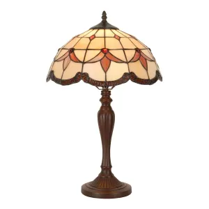 Béžovo-hnědá stolní lampa Tiffany Tralle - Ø 35*53 cm E14/max 2*40W 5LL-6309