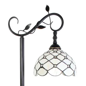 Bílá stojací Tiffany lampa kamínky TransparentEye - 36*25*152 cm E27/max 1*60W 5LL-6244