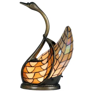 Dekorativní lampa Tiffany labuť - 30*20*45 cm 1x E14 / Max 40W 5LL-9883