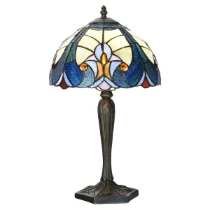 Modrá stolní Tiffany lampa Hilla - Ø 25*40 cm E14/max 1*40W 5LL-6306