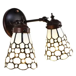 Nástěnná lampa Tiffany s bílými stínidly Panne - 30*23*23 cm E14/max 2*25W 5LL-6214