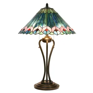 Stolní lampa Tiffany Émeraude – Ø 48*73 cm 5LL-5391