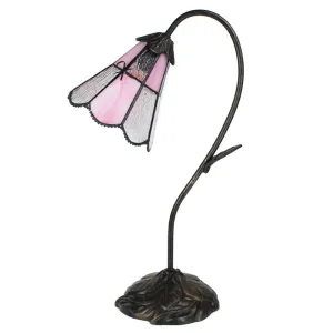 Stolní lampa Tiffany FlowerArc pink - 30*17*48 cm E14/max 1*25W 5LL-6247