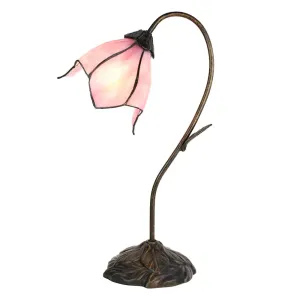 Stolní lampa Tiffany Folwia Pink - 30*17*48 cm E14/max 1*25W 5LL-6234